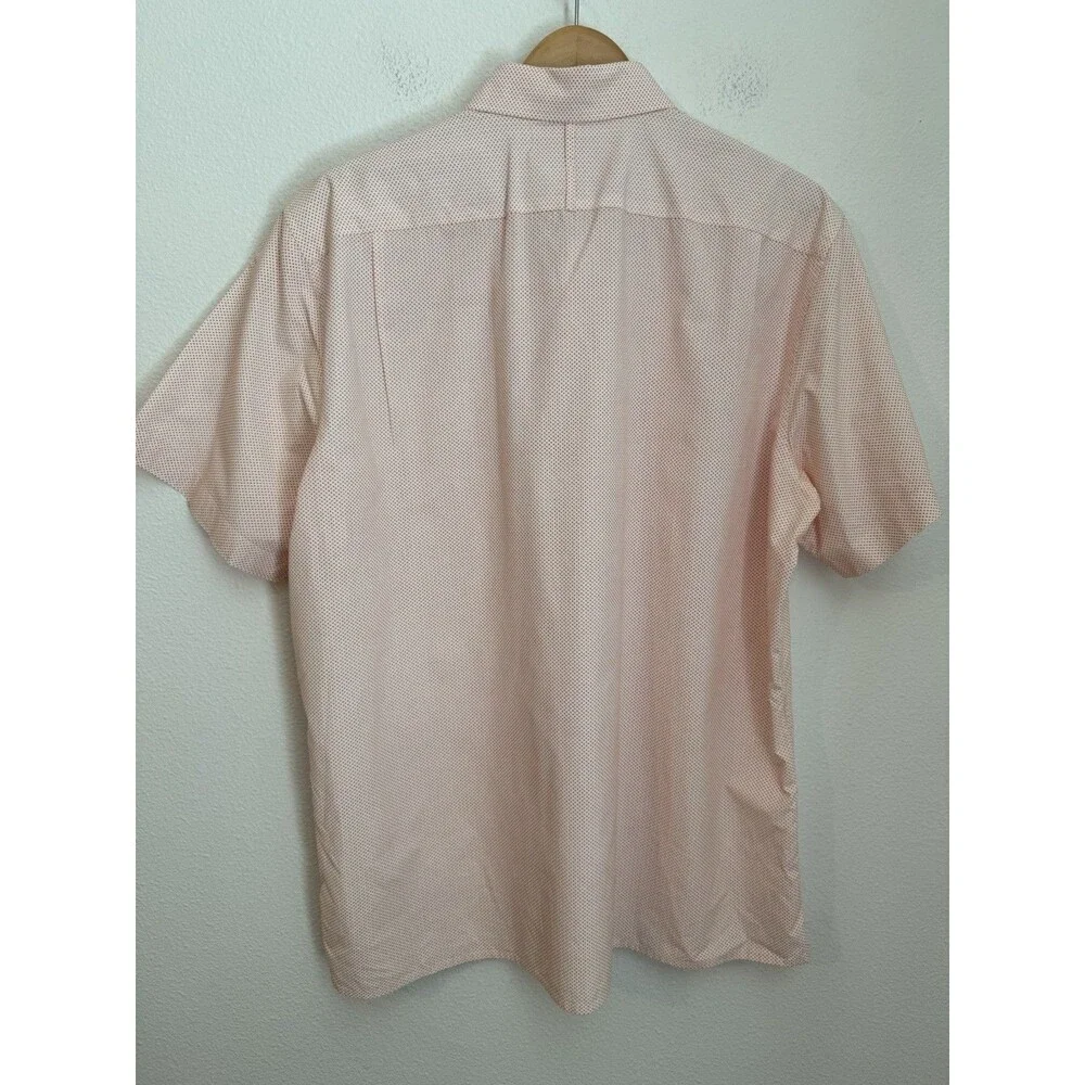 Banana Republic Shirt Men XL Slim Fit Short Sleeve Orange White Micro print EUC